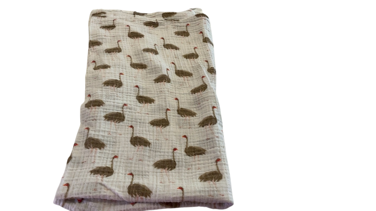 aden + anais Swaddle X Large White with brown and red accents