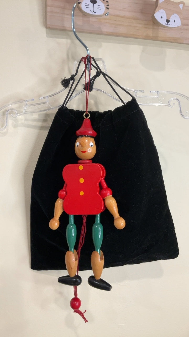Vintage Pinocchio Jumping Jack Wooden Jointed Toy