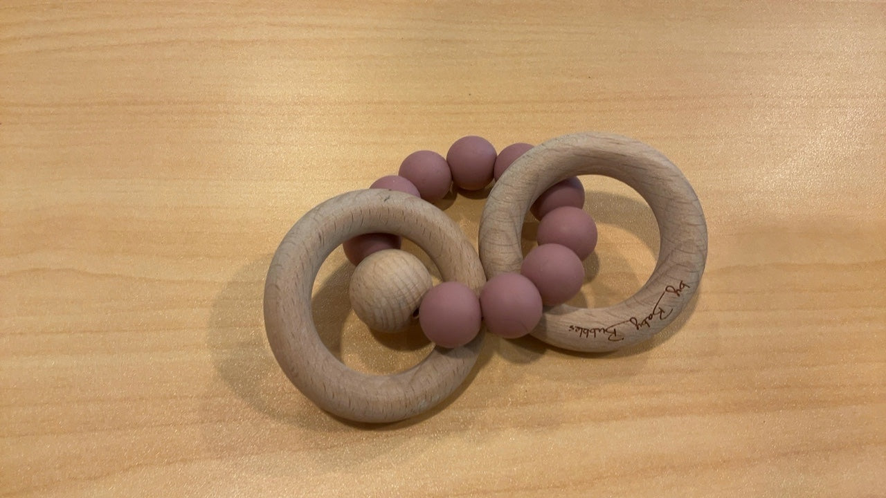  Loulou Lollipop Bubble Silicone & Wood Teething Rattle