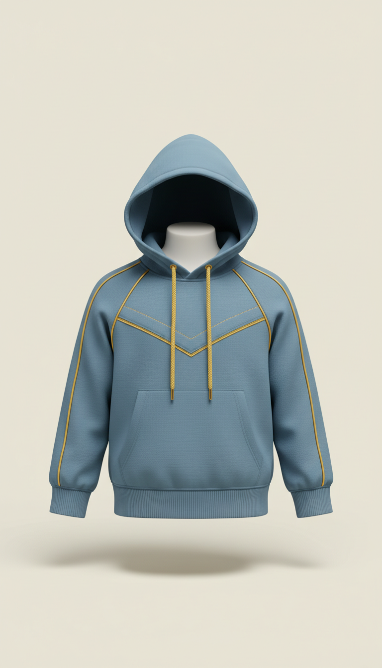 Slate Blue Hoodie with Gold Accents